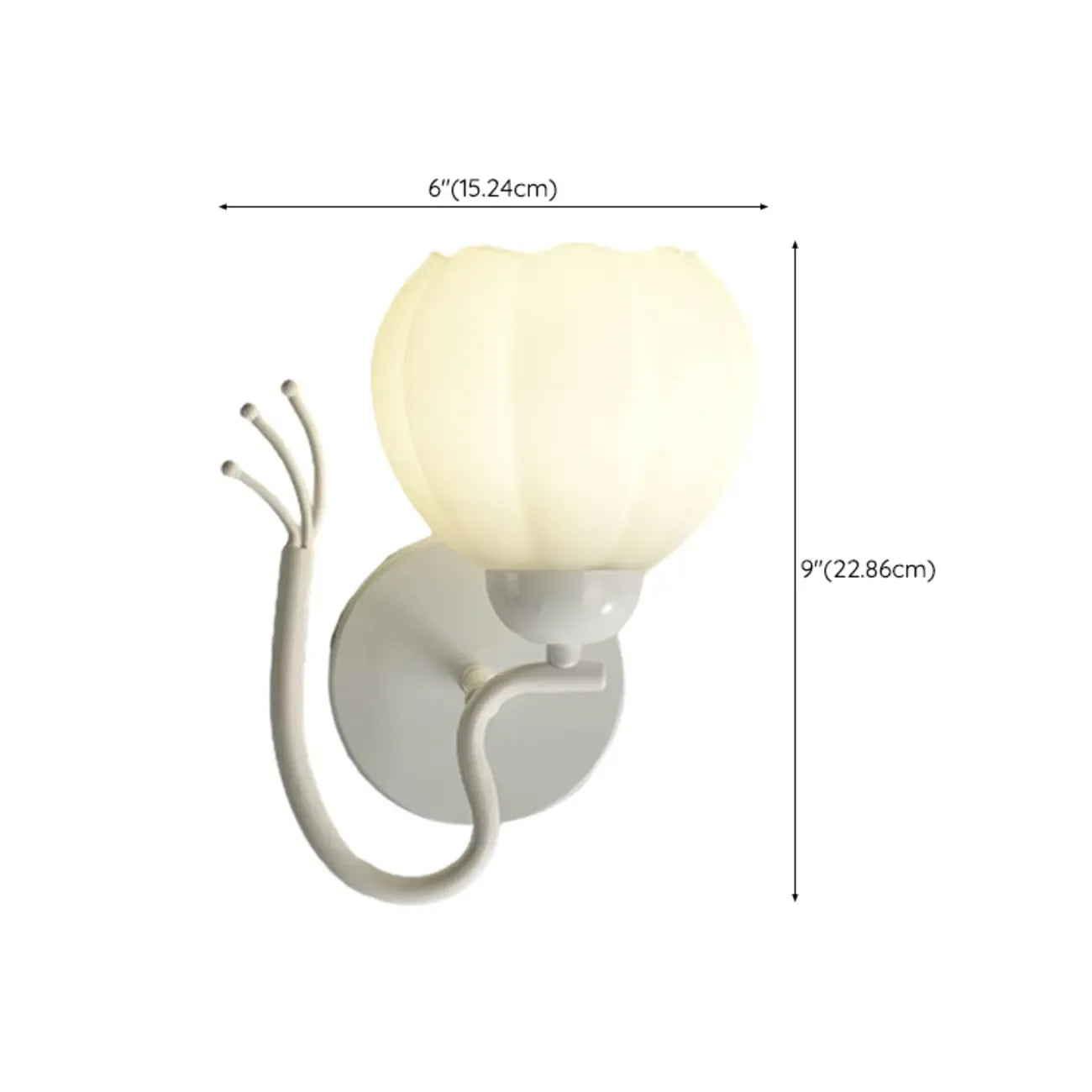 1/2 Bulbs Modern Floral Wall Sconce with White Glass Shade