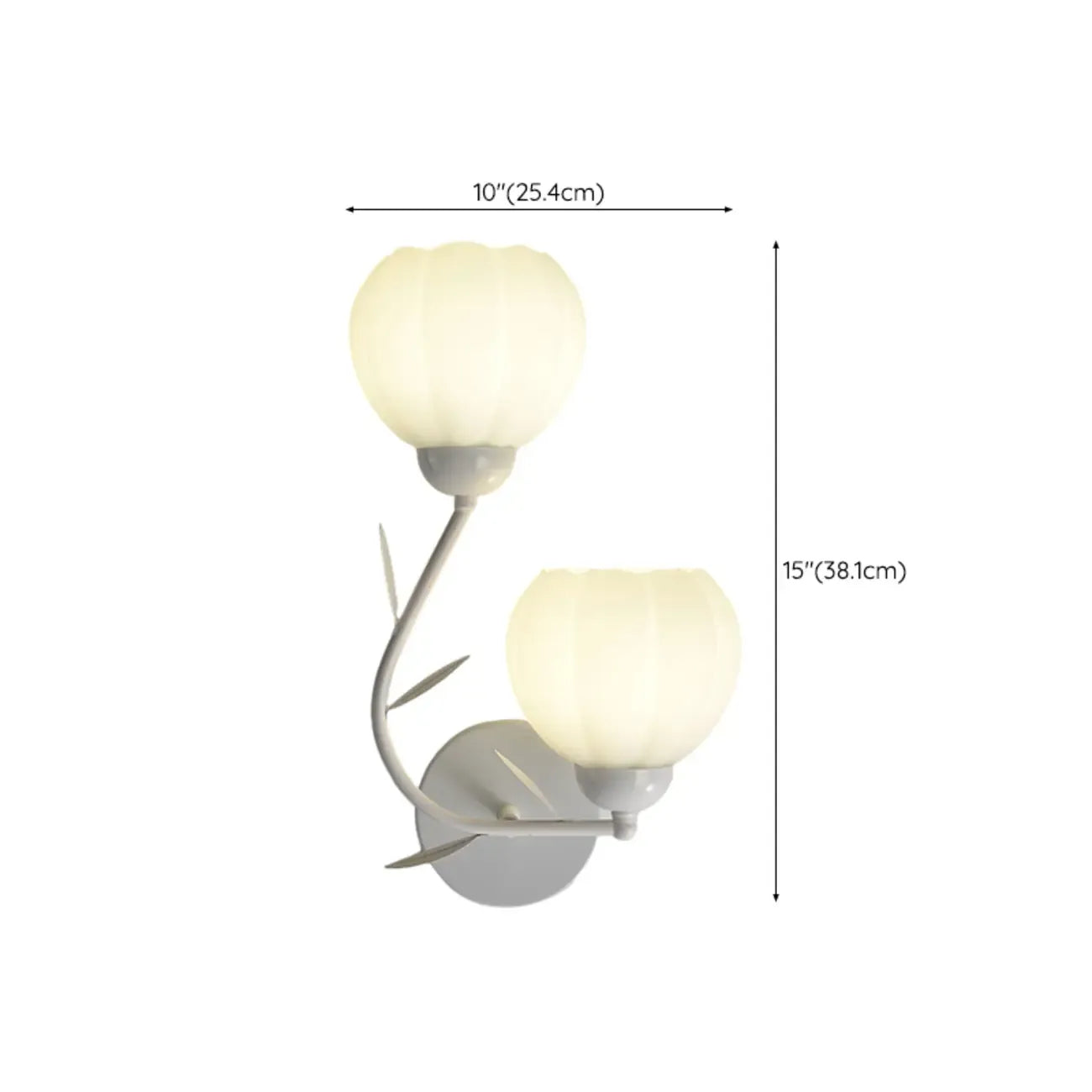 1/2 Bulbs Modern Floral Wall Sconce with White Glass Shade