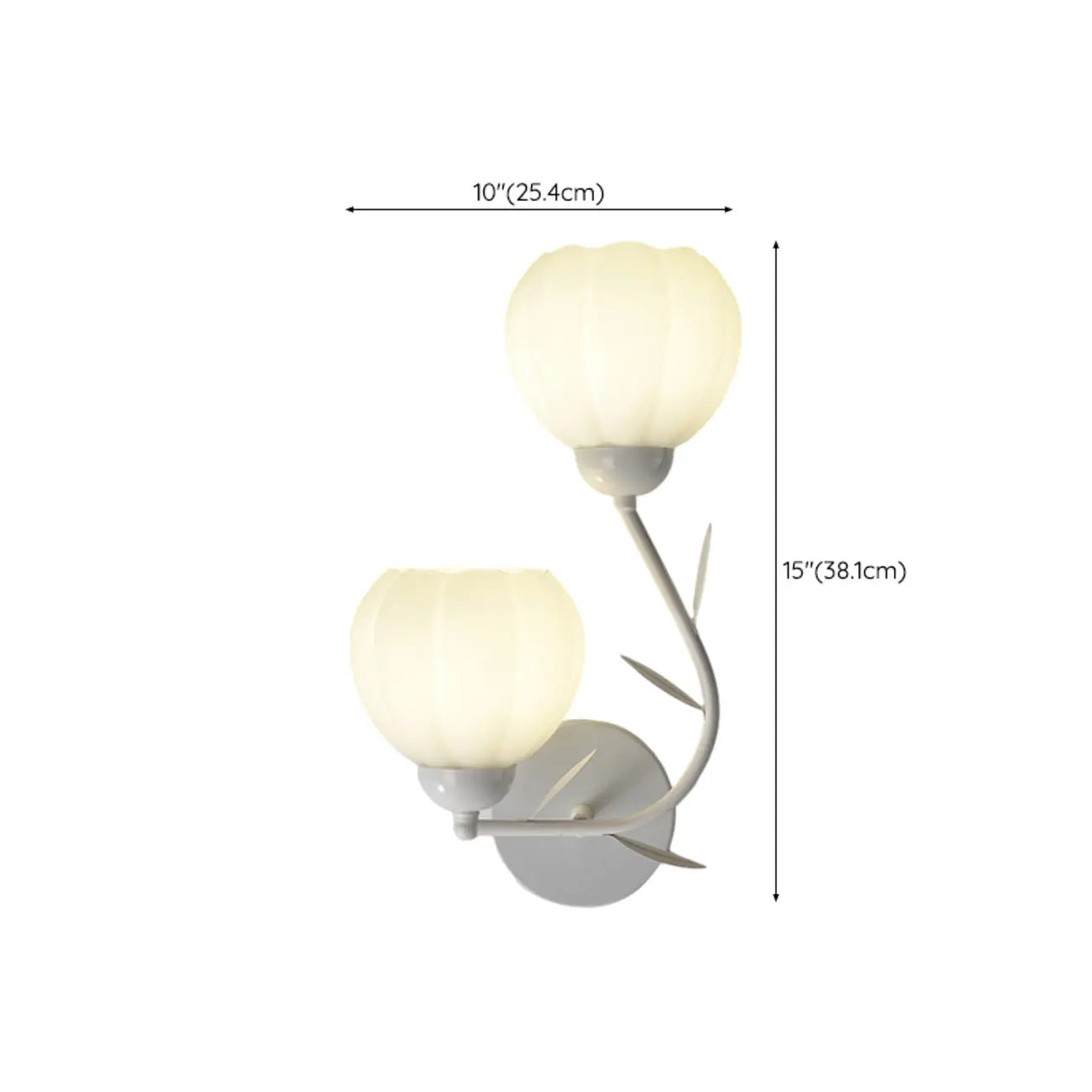 1/2 Bulbs Modern Floral Wall Sconce with White Glass Shade