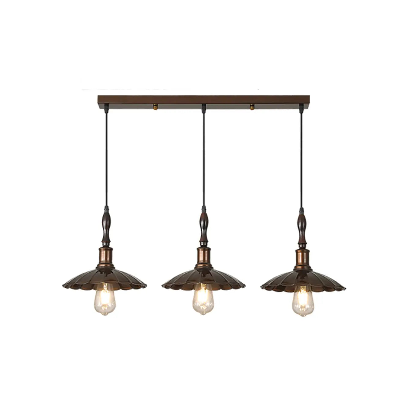 Modern Rustic Brown Adjustable Island Pendant Light for Kitchen