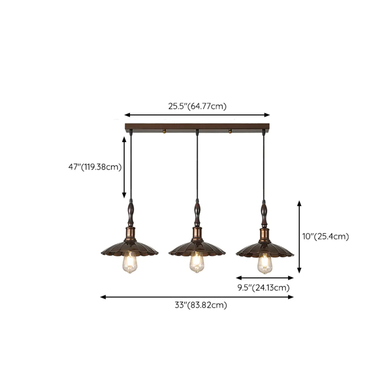 Modern Rustic Brown Adjustable Island Pendant Light for Kitchen