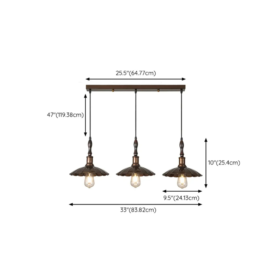 Modern Rustic Brown Adjustable Island Pendant Light for Kitchen