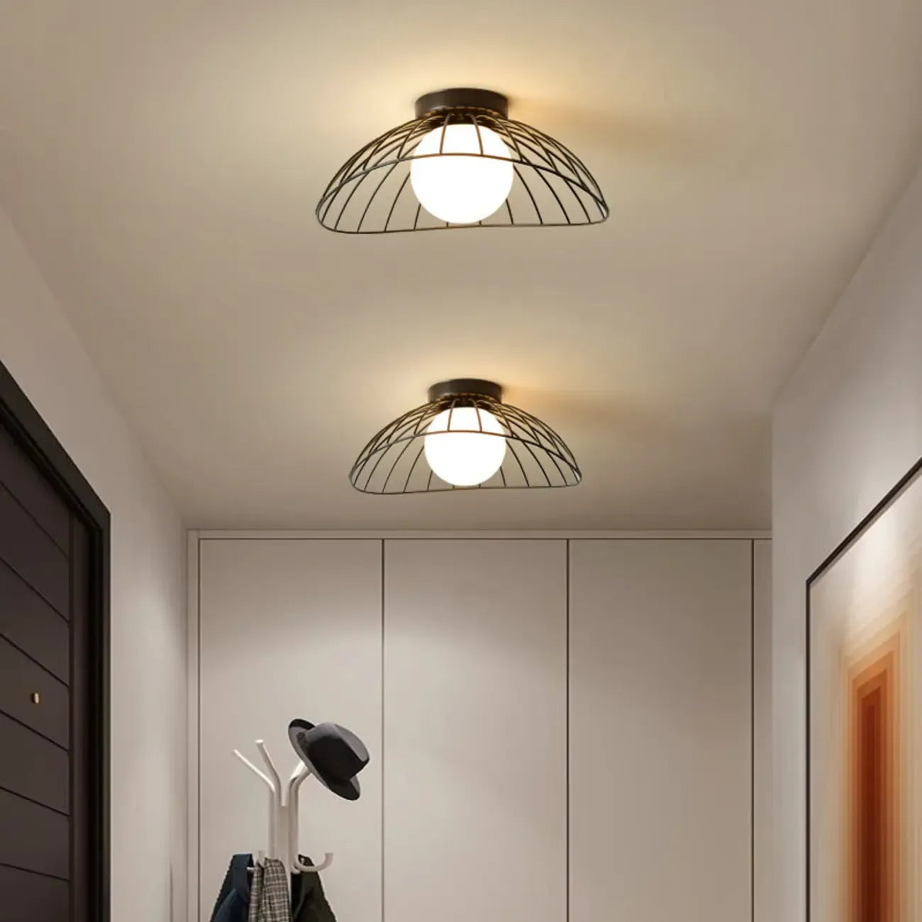 Modern Hallway Metal Rhombus Semi Flush Ceiling Light