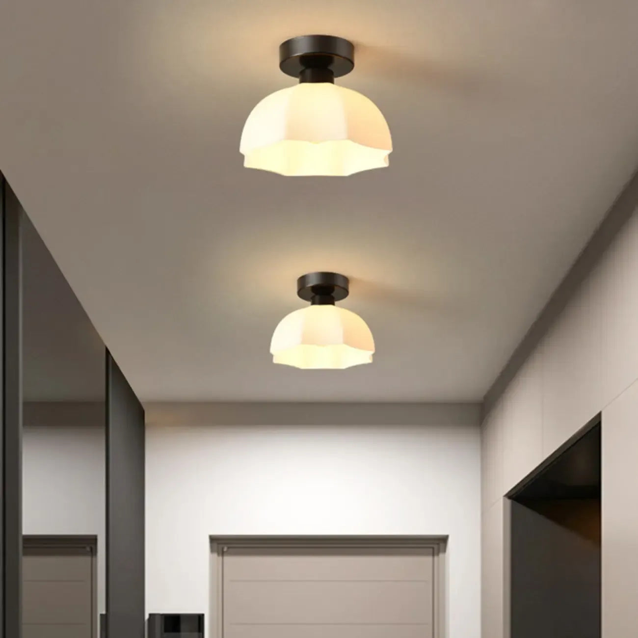 Modern Hallway Metal Rhombus Semi Flush Ceiling Light