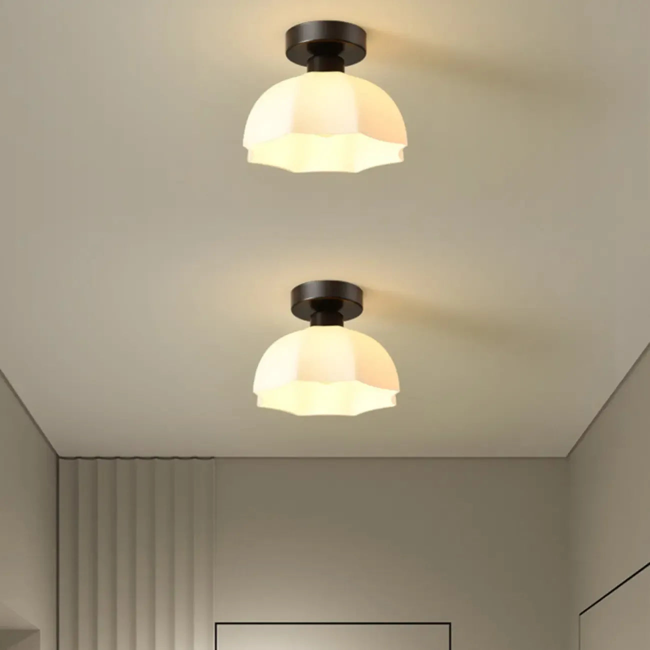 Modern Hallway Metal Rhombus Semi Flush Ceiling Light