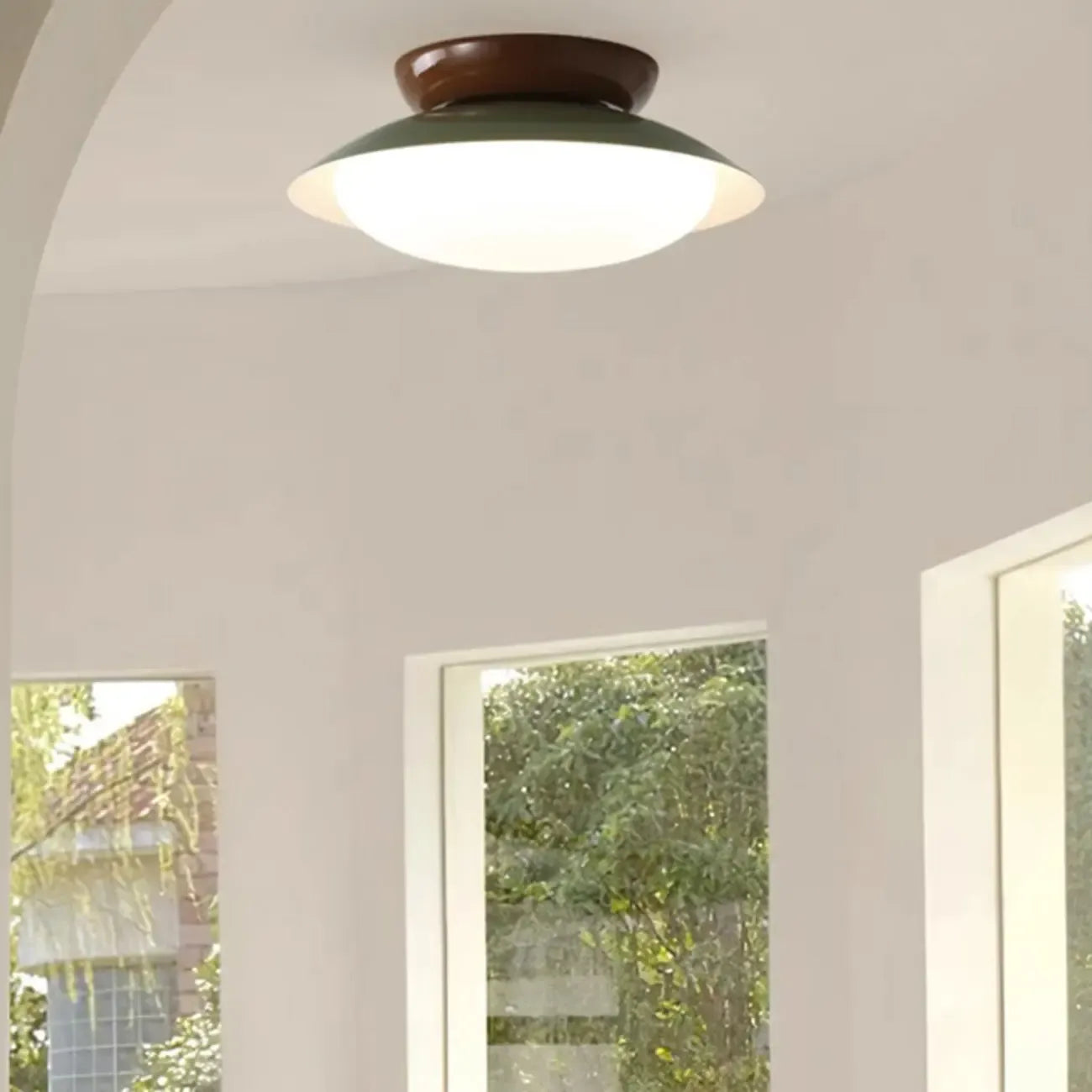 Simplistic Dimmable LED Metal Dome Semi Flush Ceiling Light
