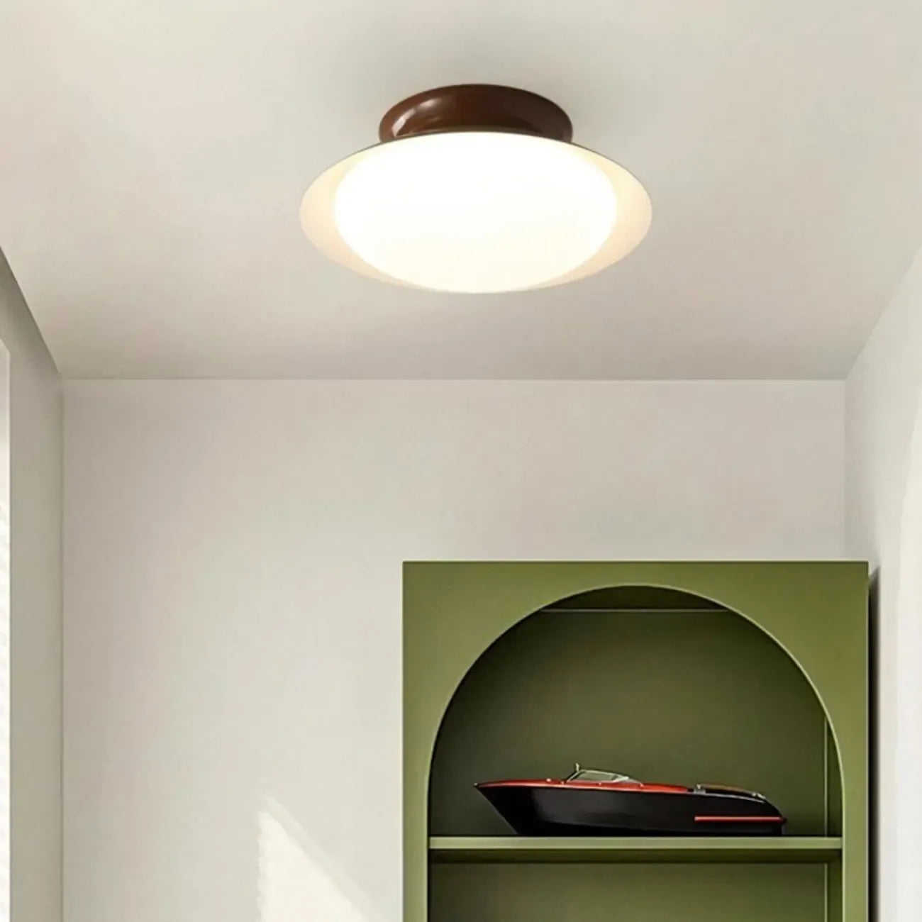 Simplistic Dimmable LED Metal Dome Semi Flush Ceiling Light