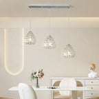 3-Light Modern Chrome Crystal Island Pendant Light for Kitchen