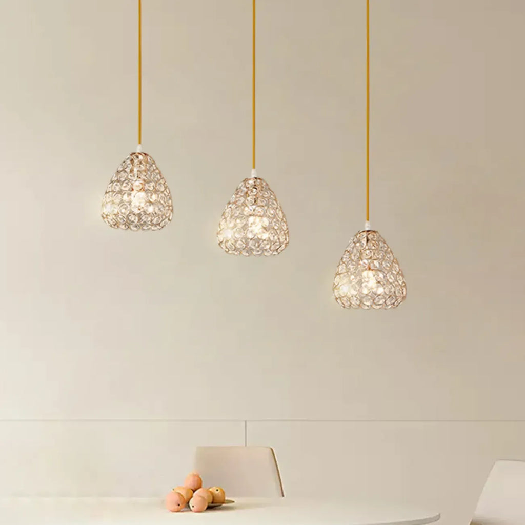 3-Light Modern Chrome Crystal Island Pendant Light for Kitchen