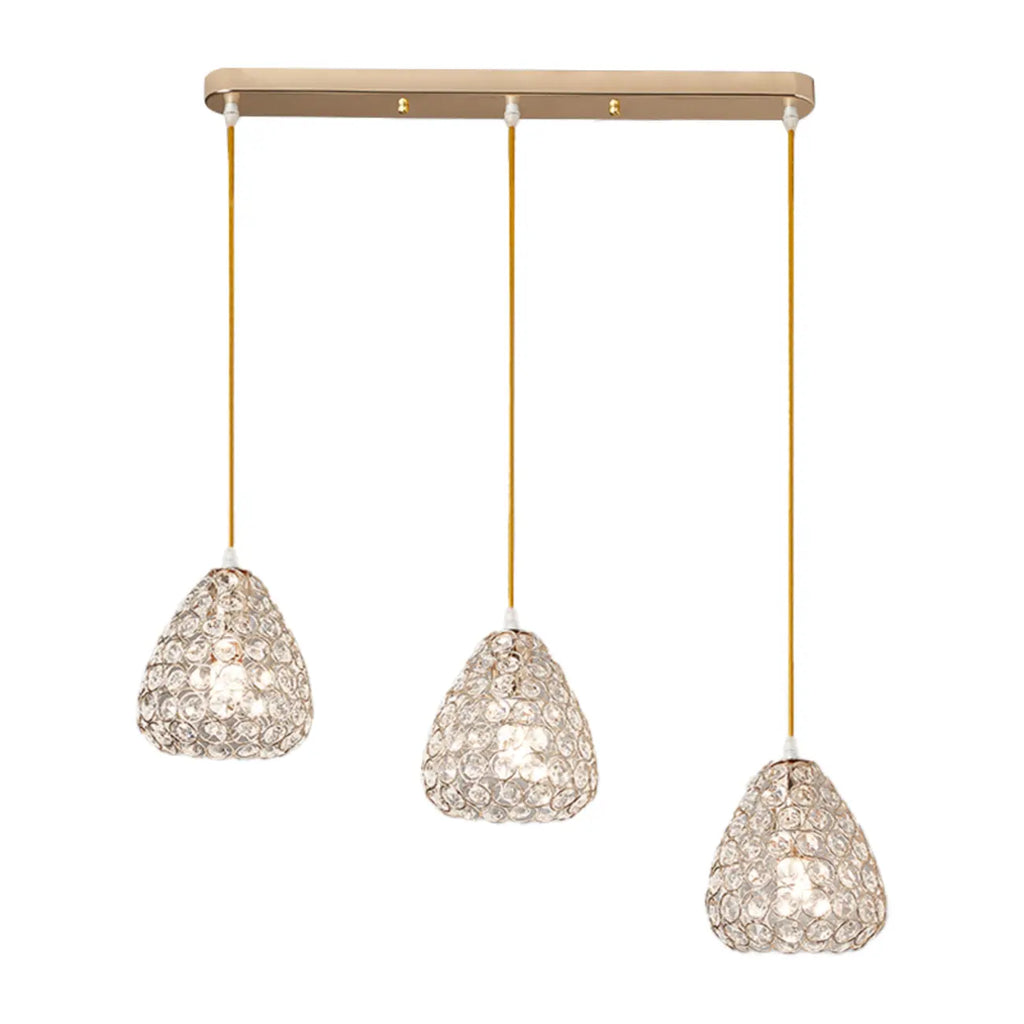 3-Light Modern Chrome Crystal Island Pendant Light for Kitchen