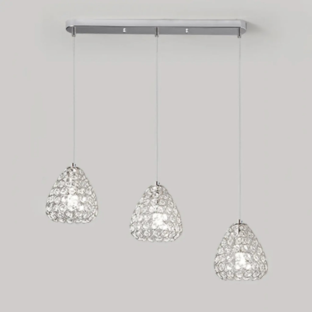 3-Light Modern Chrome Crystal Island Pendant Light for Kitchen