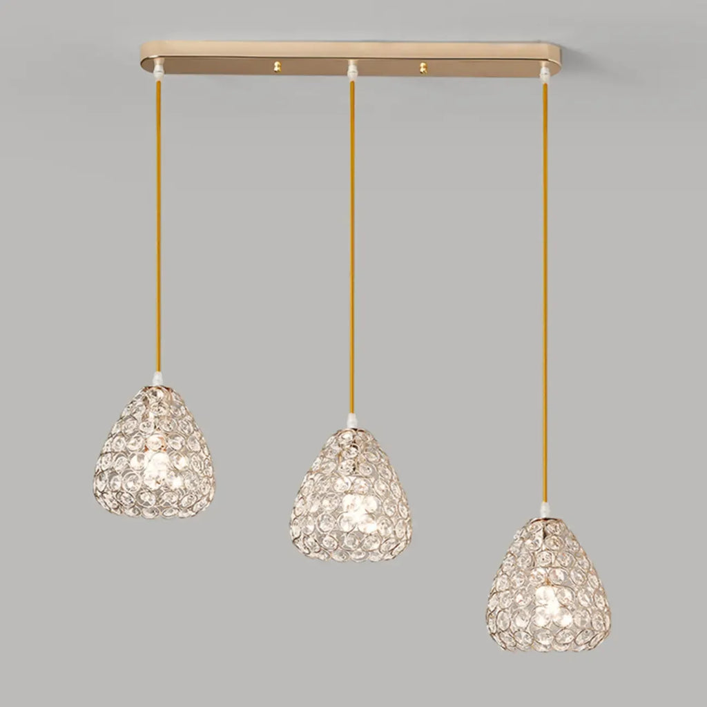 3-Light Modern Chrome Crystal Island Pendant Light for Kitchen