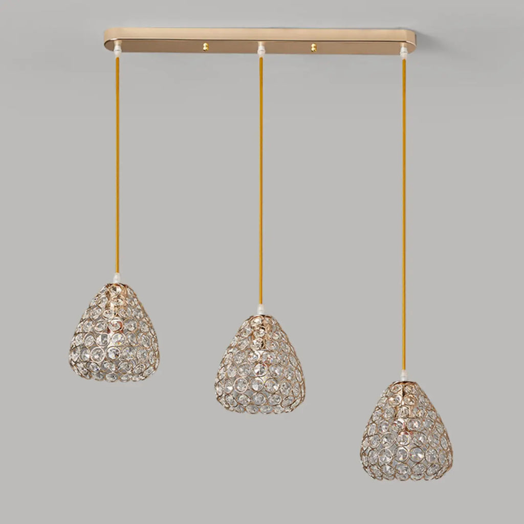 3-Light Modern Chrome Crystal Island Pendant Light for Kitchen