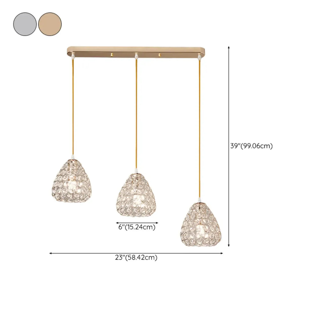 3-Light Modern Chrome Crystal Island Pendant Light for Kitchen
