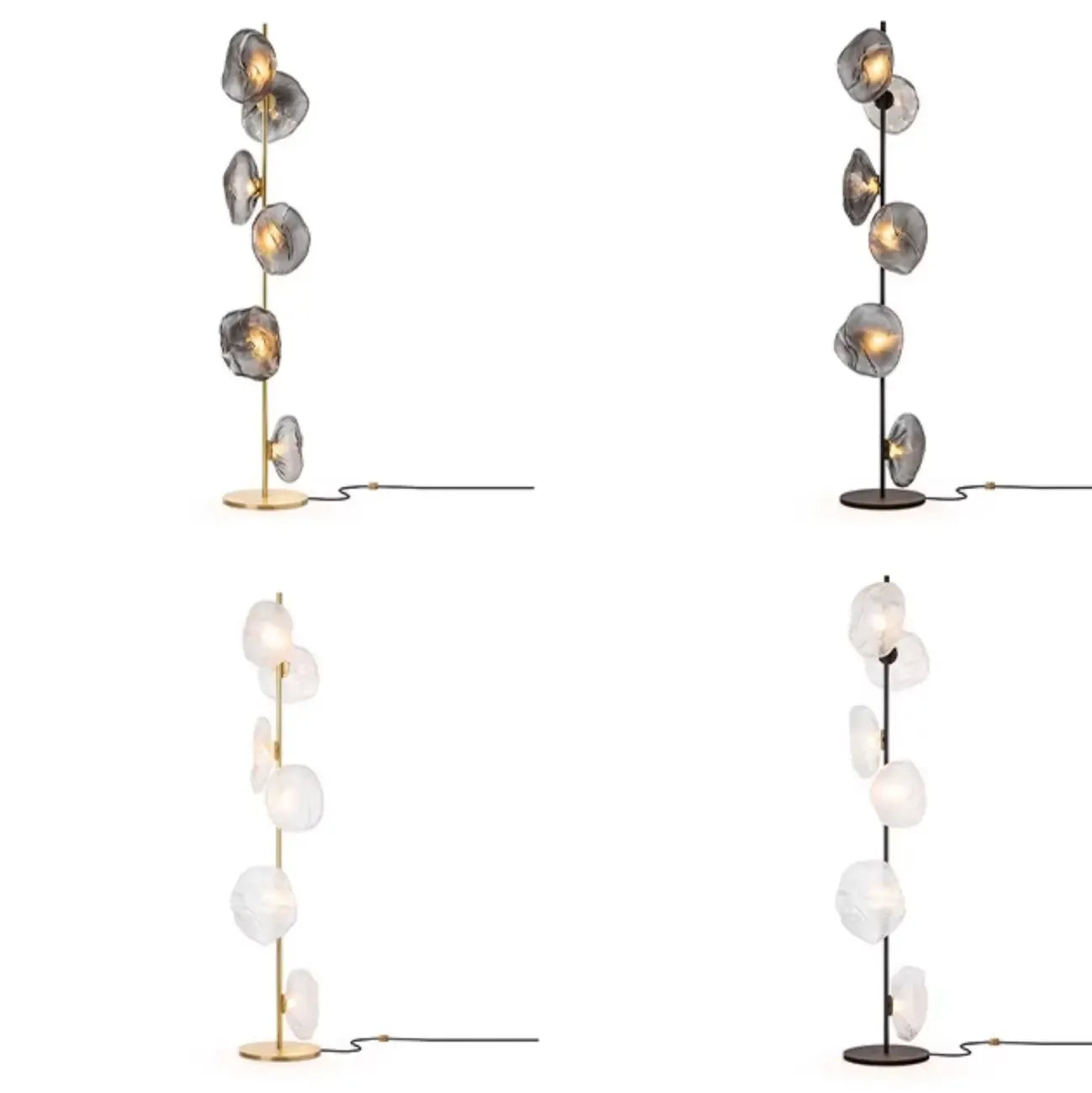 Modern Prismatic Glass LED Floor Lamp Plug-In for Living Room