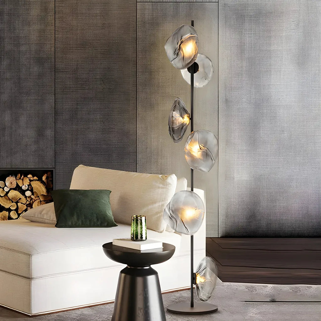 Modern Prismatic Glass LED Floor Lamp Plug-In for Living Room