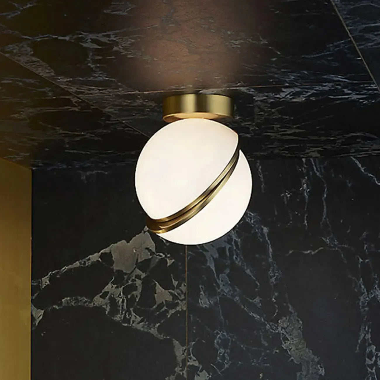 Mini Size Stylish Sphere Gold Semi Flush Ceiling Light