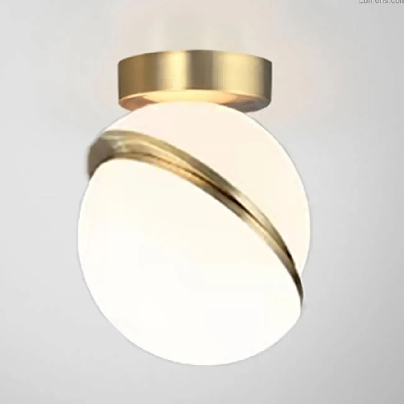 Mini Size Stylish Sphere Gold Semi Flush Ceiling Light