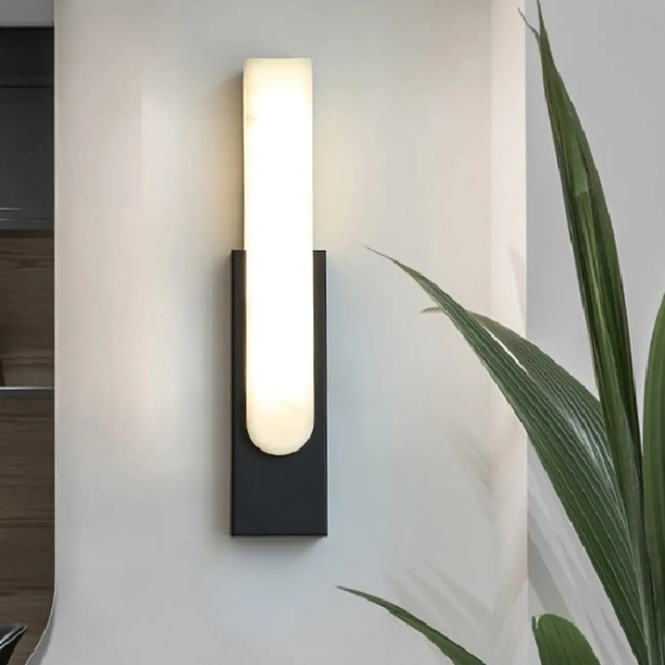 Modern White Stone Metal Wall Sconce Warm Light LED
