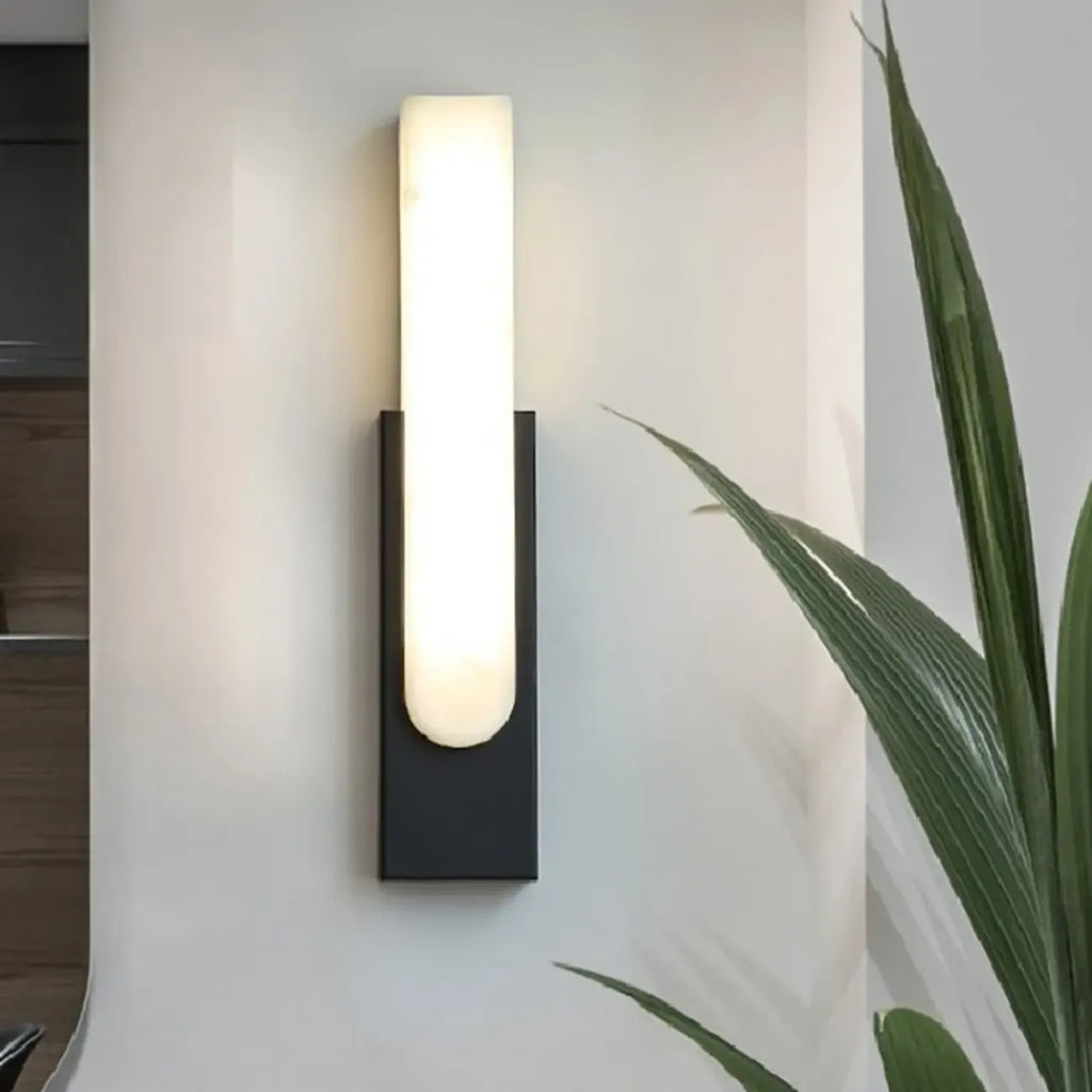 Modern White Stone Metal Wall Sconce Warm Light LED