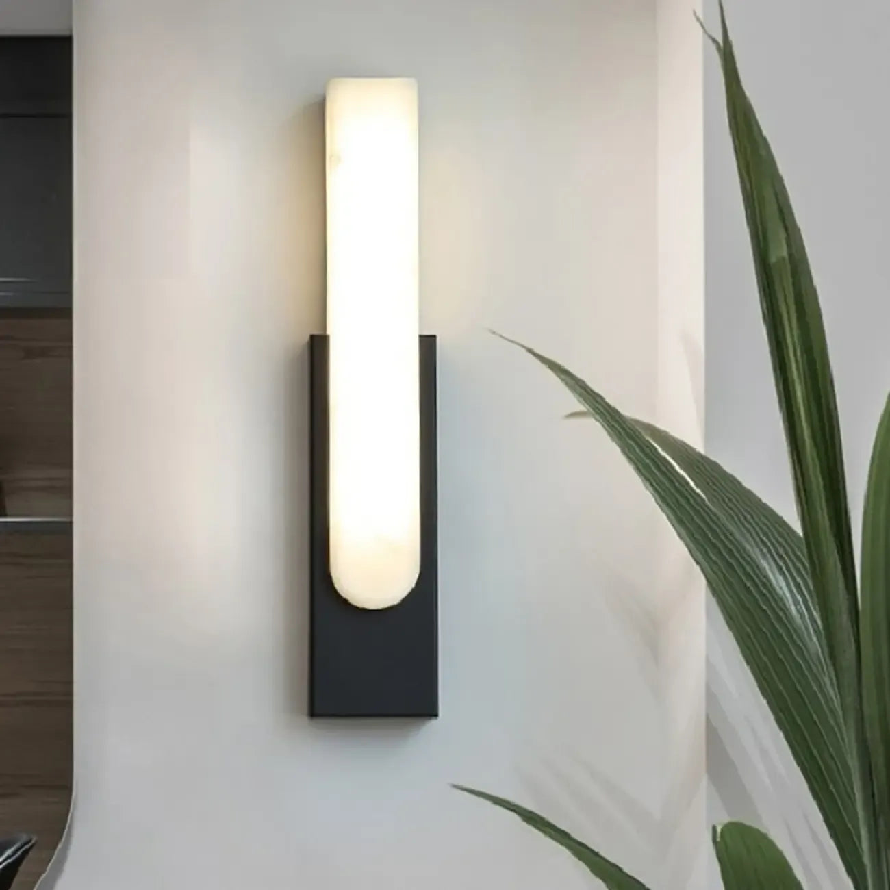 Modern White Stone Metal Wall Sconce Warm Light LED