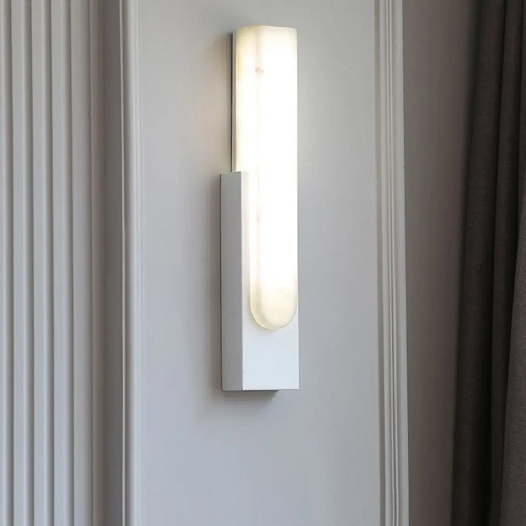 Modern White Stone Metal Wall Sconce Warm Light LED