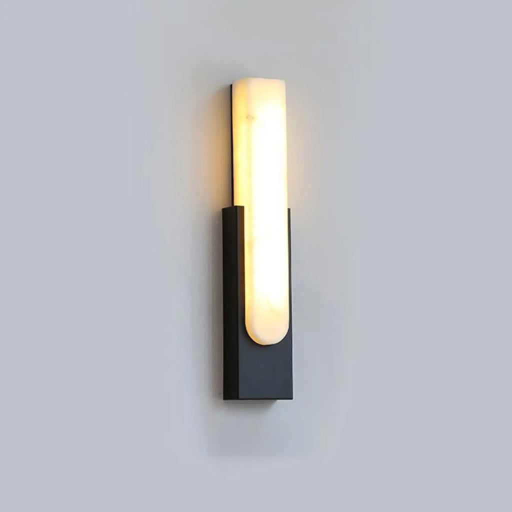 Modern White Stone Metal Wall Sconce Warm Light LED