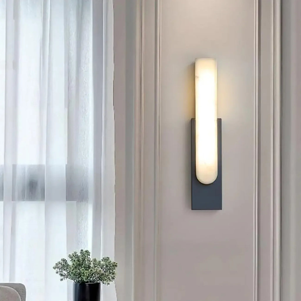 Modern White Stone Metal Wall Sconce Warm Light LED