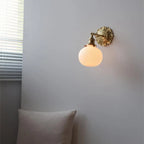 Classical Gold Floral Base White Glass Shade Wall Sconce