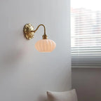 Classical Gold Floral Base White Glass Shade Wall Sconce