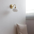 Classical Gold Floral Base White Glass Shade Wall Sconce
