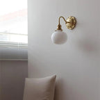 Classical Gold Floral Base White Glass Shade Wall Sconce