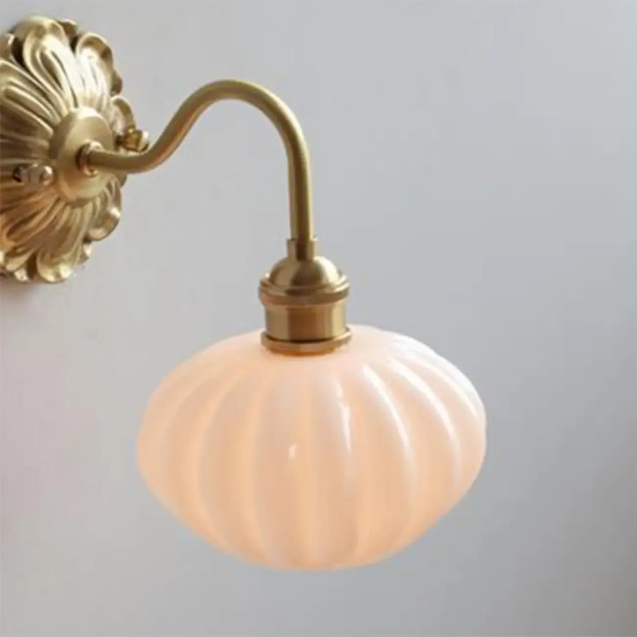 Classical Gold Floral Base White Glass Shade Wall Sconce