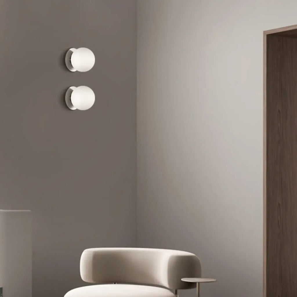 Modern Frosted Glass White Globe Round Wall Sconce