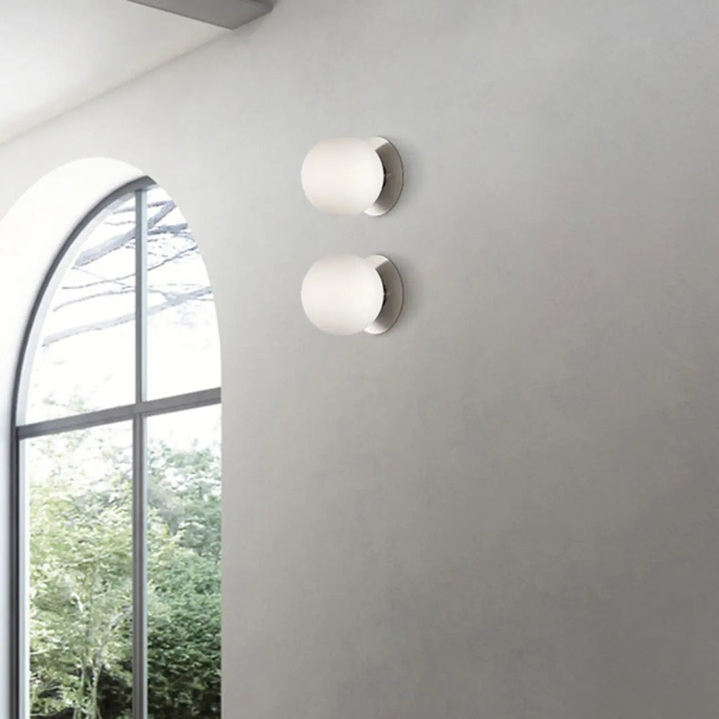 Modern Frosted Glass White Globe Round Wall Sconce