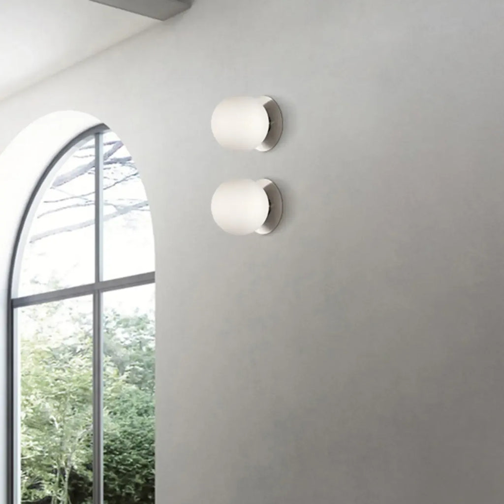 Modern Frosted Glass White Globe Round Wall Sconce