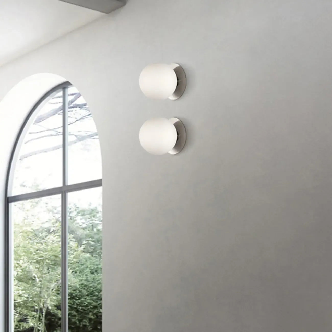 Modern Frosted Glass White Globe Round Wall Sconce