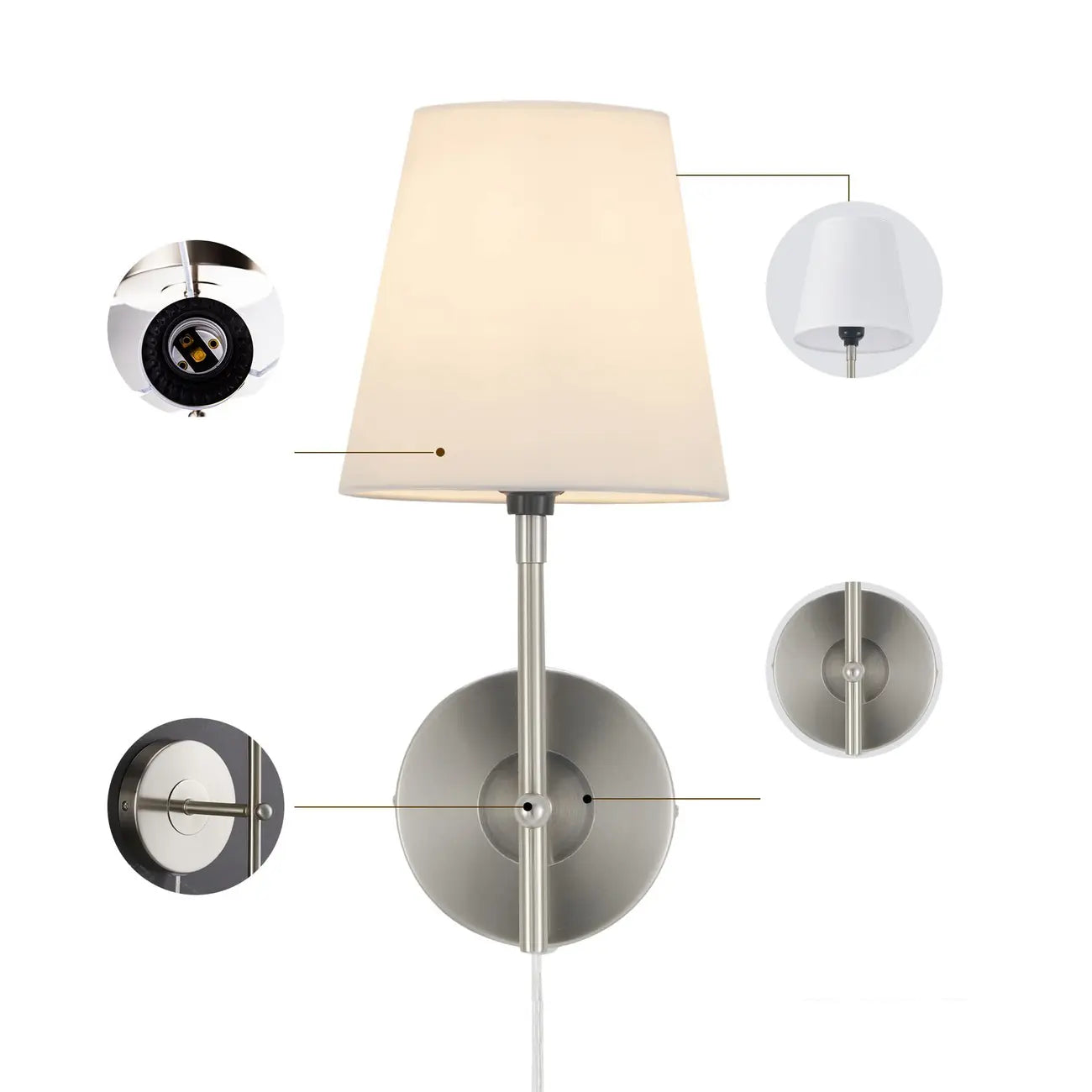 Contemporary Simplicity Metal Fabric Wall Sconce