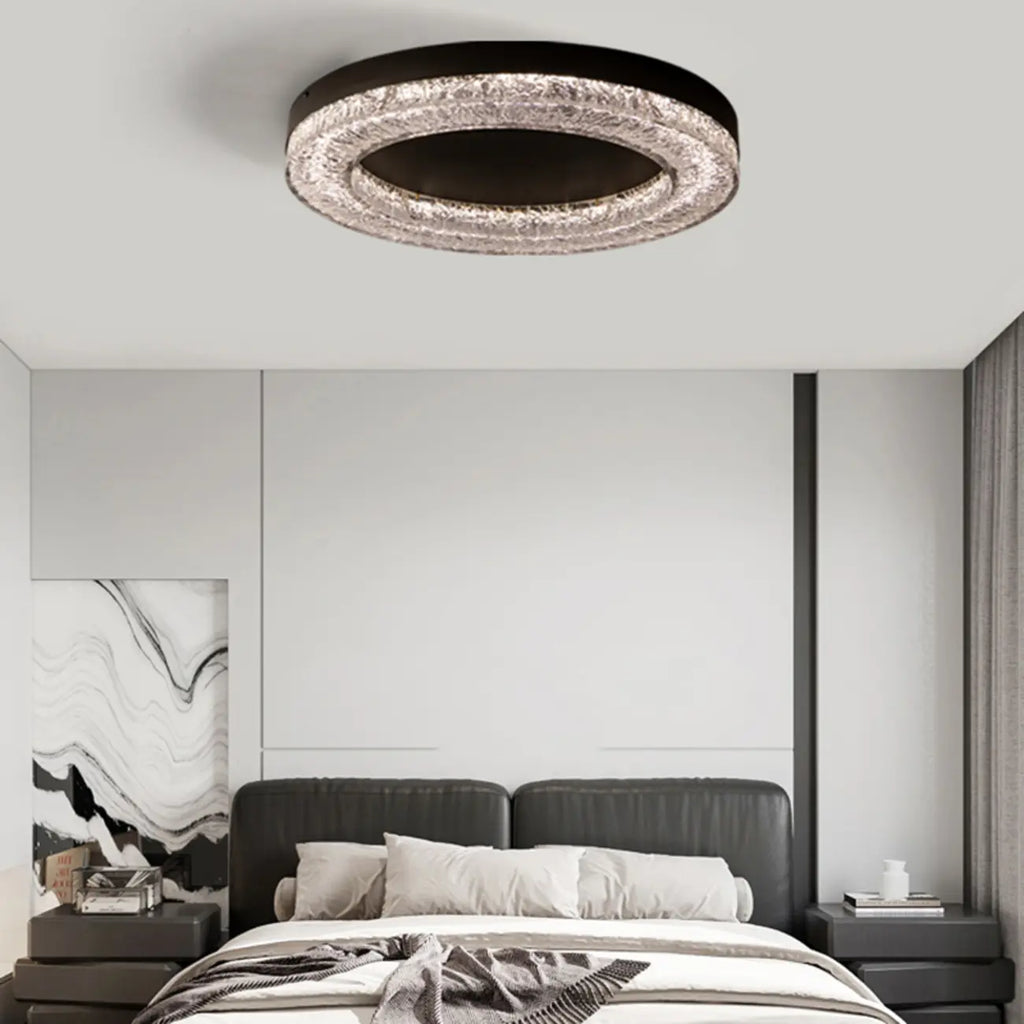 Circular Black Flush LED Ceiling Light for Residential Use