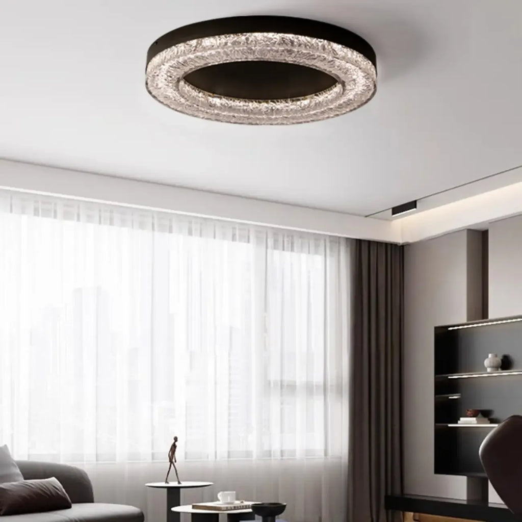 Circular Black Flush LED Ceiling Light for Residential Use