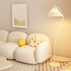 Modern Pleated Fabric White Metal 61 Floor Lamp