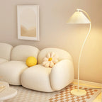 Modern Pleated Fabric White Metal 61 Floor Lamp