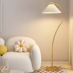Modern Pleated Fabric White Metal 61 Floor Lamp