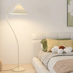 Modern Pleated Fabric White Metal 61 Floor Lamp