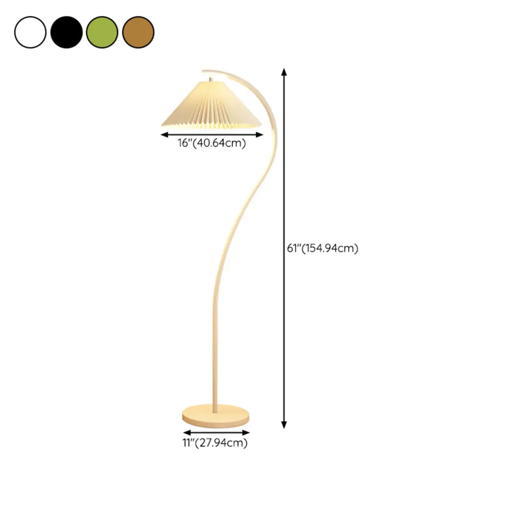 Modern Pleated Fabric White Metal 61 Floor Lamp