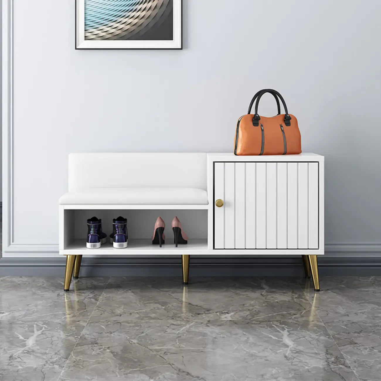 Entryway Shoe Storage Bench with Cushioned Seat