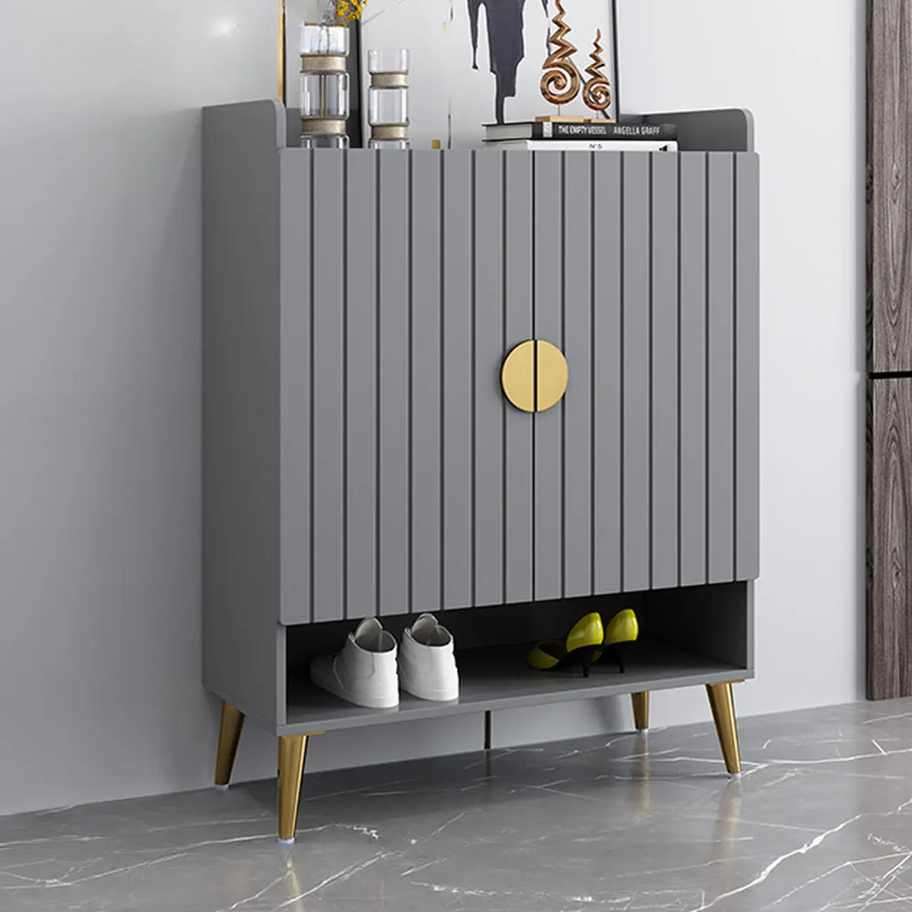 Entryway Shoe Storage Bench with Cushioned Seat