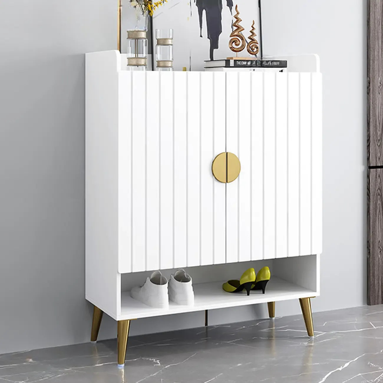 Entryway Shoe Storage Bench with Cushioned Seat