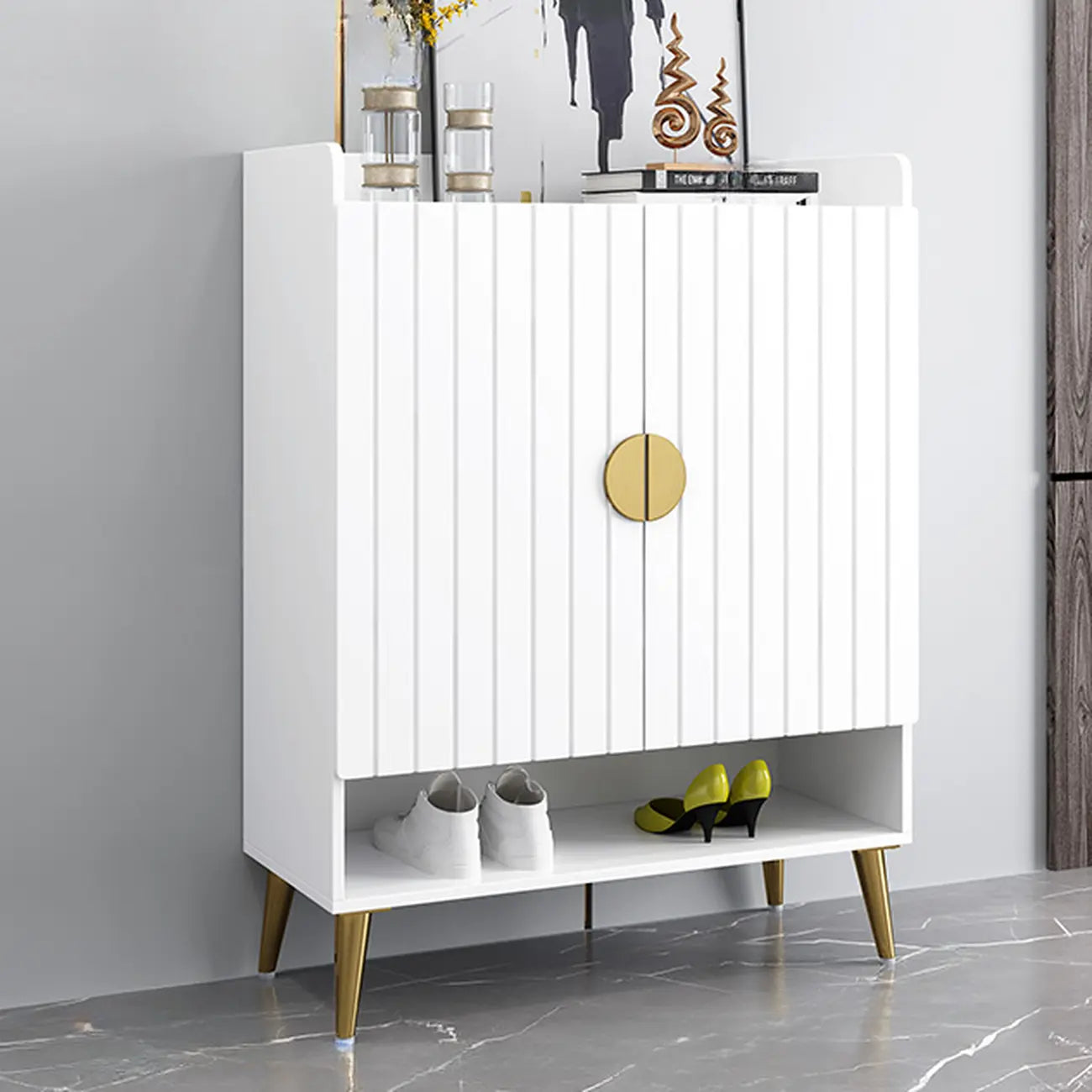 Entryway Shoe Storage Bench with Cushioned Seat