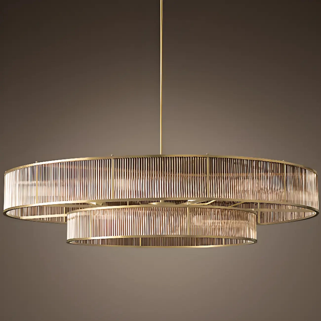 Glamorous Circle 2 Tiers Crystal Chandelier